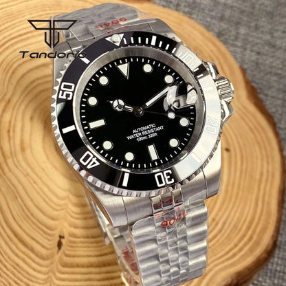 Tandorio 40mm Men's Automatic Watch Date Mechanical Miyota8215/PT5000 Movt Sapphire Business Waterproof Wristwatch Screw Crown