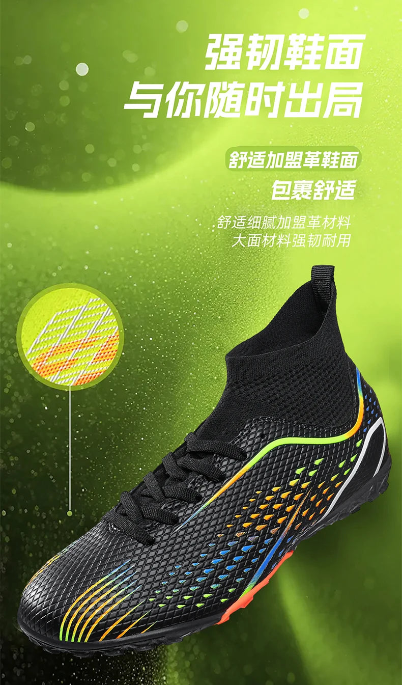 Zapatillas de fútbol para hombre, botas de fútbol profesionales para césped y futsal, unisex, para partidos en césped y entrenamiento al aire libre, tacos antideslizantes y transpirables