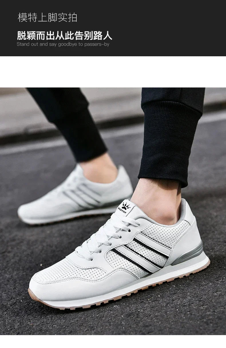 Autumn Sports Shoes Men's Flat Running White Durable Classic Casual Shoes Low Cut Trendy  Fashionable Hiking and Walking Shoes