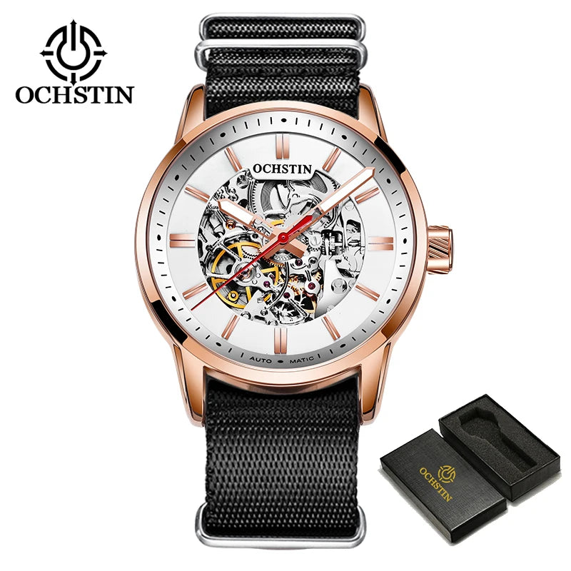 OCHSTIN Automatic Mens Watches Top Brand Luxury Royal Luminous Skeleton Waterproof Mechanical Fashion Male Clock Gifts for Men