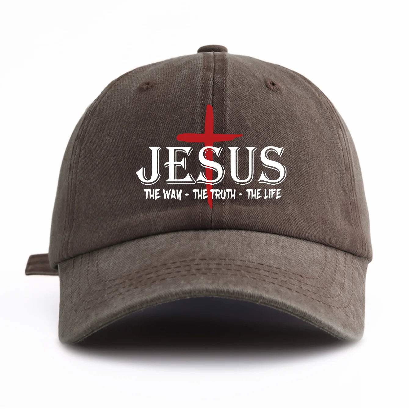 1 Pc JESUS CROSS Print Washed Baseball Cap, Classic Casual Stylish, Perfect Gift For Families And Friends