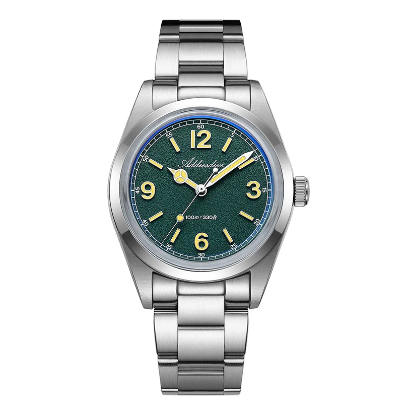ADDIESDIVE 36mm Hot Sale Men's Watch AD2518 Bubble Mirror Glass 316L Stainless Steel Reloj Hombre 100m Waterproof Quartz Watches