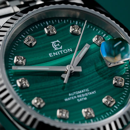 Eniton 36mm Men's Mechanical Watch with Stainless Steel Peacock Stone Tiger Eye Dial And NH35 Movement