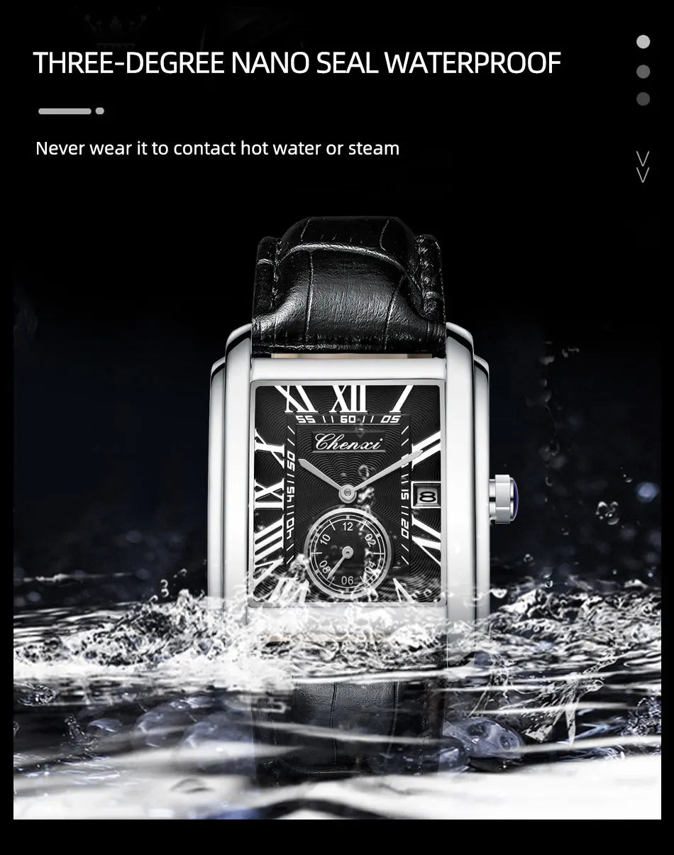 CHENXI 8216 Hot Selling Top Brand Business Men's Watch Quartz Military Calendar Waterproof Men's Leather Strap Elegant Clock