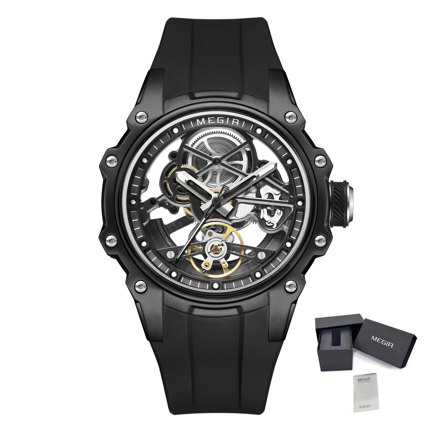 MEGIR Fashion Men's Full Automatic Watches Hollow Out Luminous Sports Mechanical Watch Waterproof Wristwatches Reloj Hombre 2243
