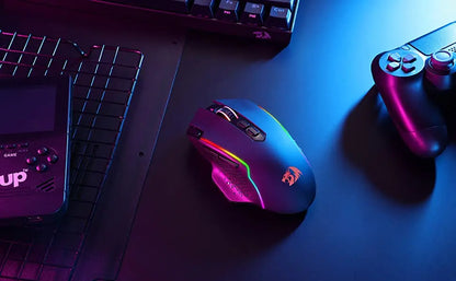 Redragon M810 Pro Wireless Gaming Mouse, 10000 DPI Wired Gamer Mouse with Rapid Fire Key, 8 Macro Buttons, Black/White Mouse