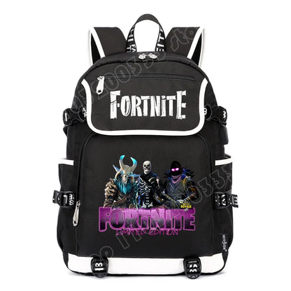 Zaino Fortnites di grande capacità, borsa casual a tracolla con porta USB, unisex, stile anime, cartella per studenti, nuovo regalo di cancelleria elegante