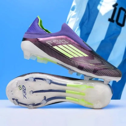 Nouvelles chaussures de football pour hommes, bottes de football confortables pour l'entraînement et les matchs en extérieur, crampons antidérapants et respirants, pour garçons et adultes, à longues pointes.