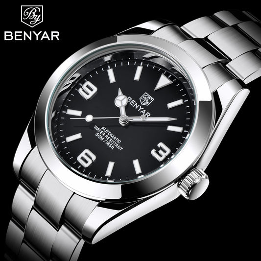 BENYAR 2025 Nuovo orologio meccanico automatico da uomo, stile business e sportivo di lusso, impermeabile 50M, orologio da uomo