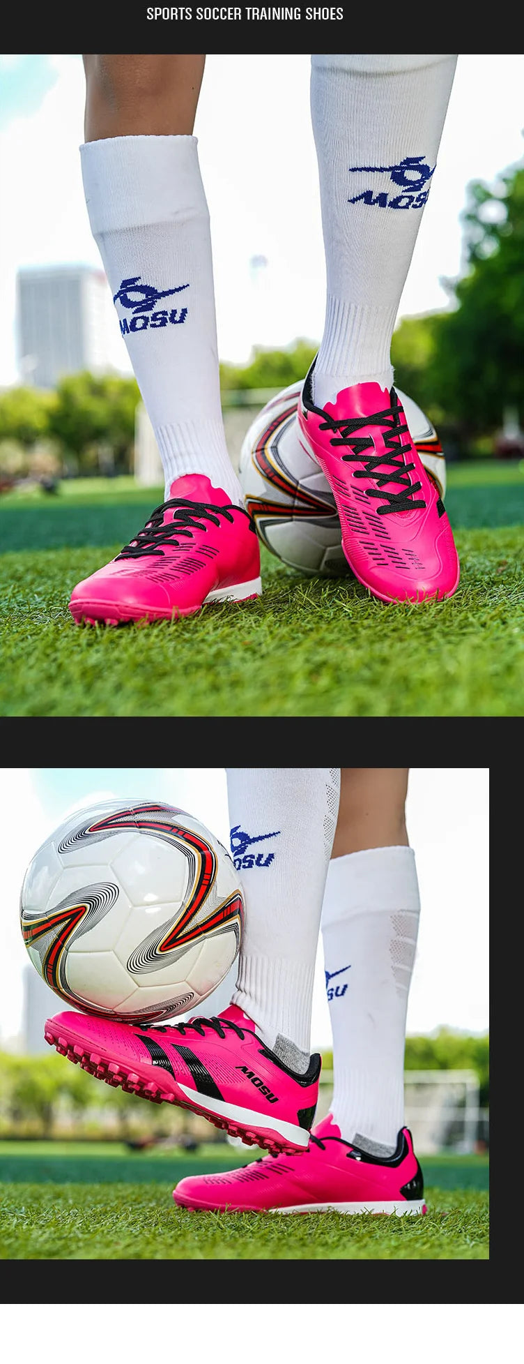 Nuevas zapatillas de fútbol para hombre y mujer, calzado deportivo para interior y exterior con tacos largos y tacos fragmentados para entrenamiento de fútbol en césped sintético