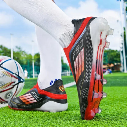 Nouvelles chaussures de football pour hommes, bottes de football confortables pour l'entraînement et les matchs en extérieur, crampons antidérapants et respirants, pour garçons et adultes, à longues pointes.