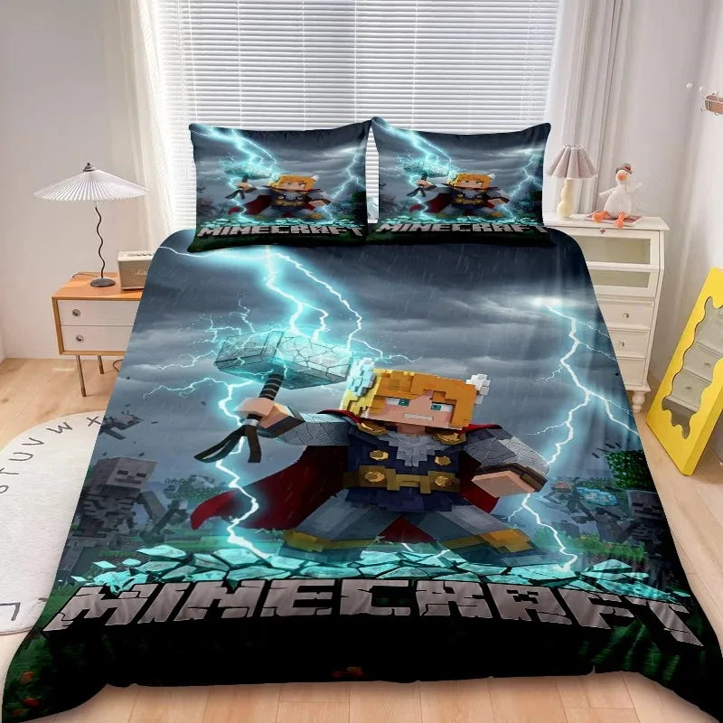 Minecraft 2/3pcs Duvet Cover Game My World Duvet Cover Monster Hunters Bedding Set Duvet Cover Single Boys Kids Bedroom Decor