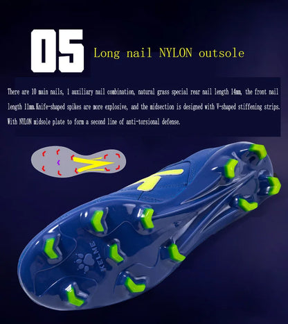 KELME FG Soccer Shoes Original Cow-Skin Sneakers Men Professional Grass Non-Slip Sports Training Football Boots ZX80011018