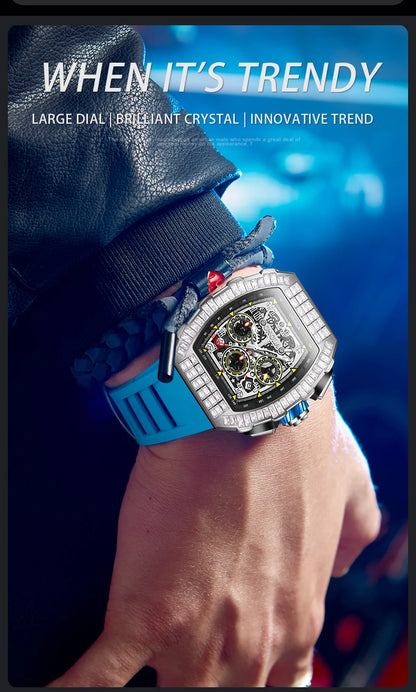 Hot Selling Fashion Fully Automatic Mechanical Watches Men ONOLA Unique Design with Diamond Inlaid Waterproof Tape Men's Watch