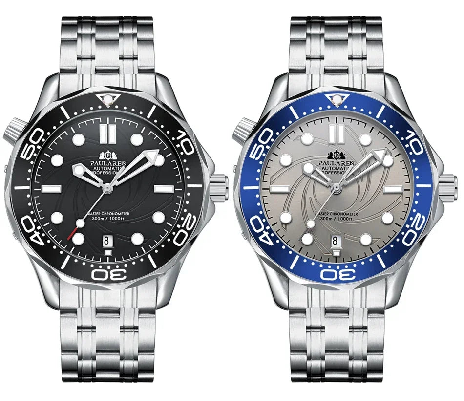 Automatic Mens Watch Mechanical Self Wind Movement Stainless Steel Casual Yellow Gold Silver Blue Master Wave Fashion Watches