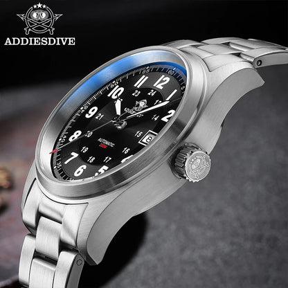 ADDIESDIVE Men's Retro Mechanical Watch Sapphire Mirror Glass Stainless Steel Watch BGW9 Luminous 200m Waterproof Analog Watch