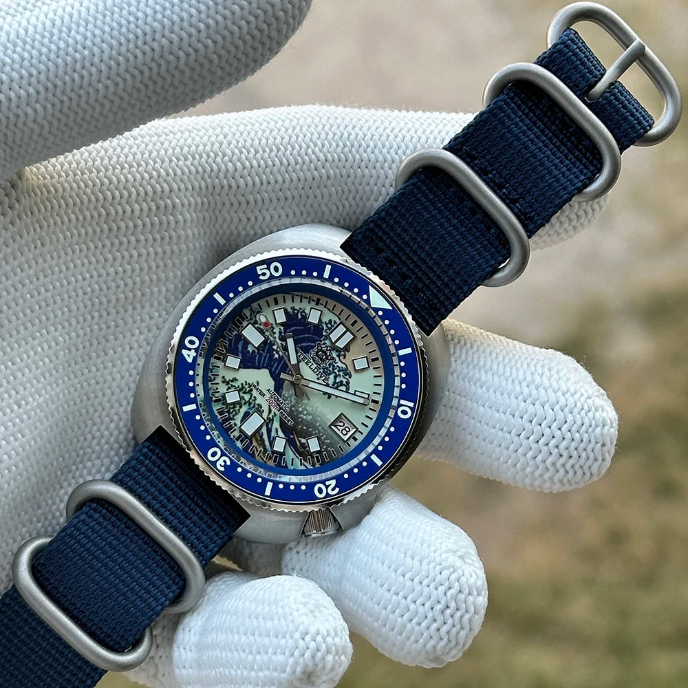 STEELDIVE SD1970J Kanagawa Turtle Full Luminous Dial Ceramic Bezel NH35 AutomaticSTEELDIVE Offical Store Mens Dive Watch