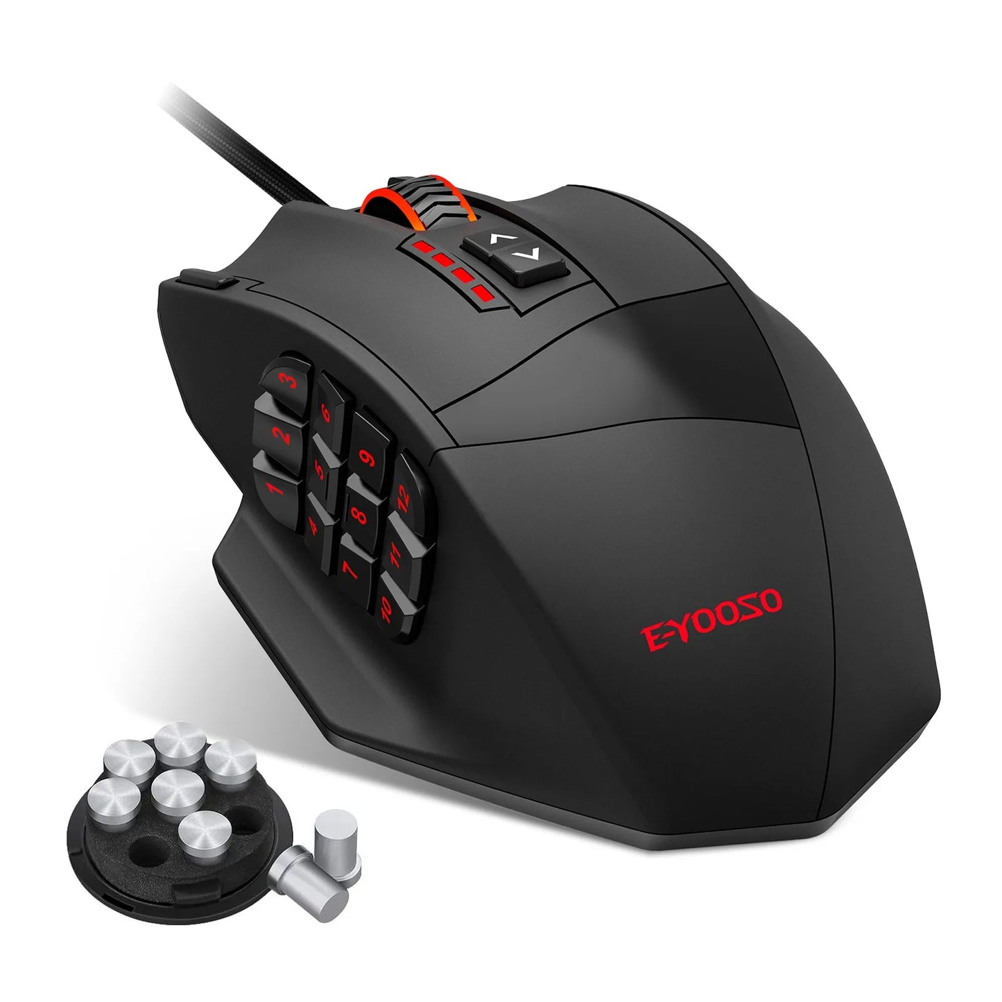 E-YOOSO X-39 програмируема геймърска мишка, кабелна RGB мишка с 18 бутона, 8 сменяеми тежести, 5 DPI нива, ергономичен захват за компютър