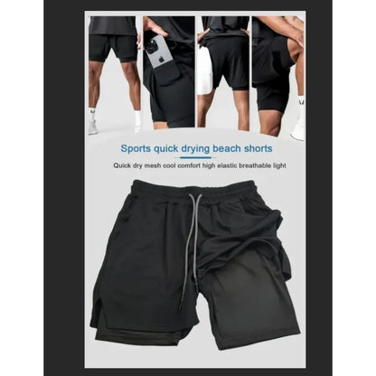 Dragon Ball Peripheral Printing Double-layer Shorts GOKU 2025 American Sports Comfortable Summer Men's Loose Breathable Pants