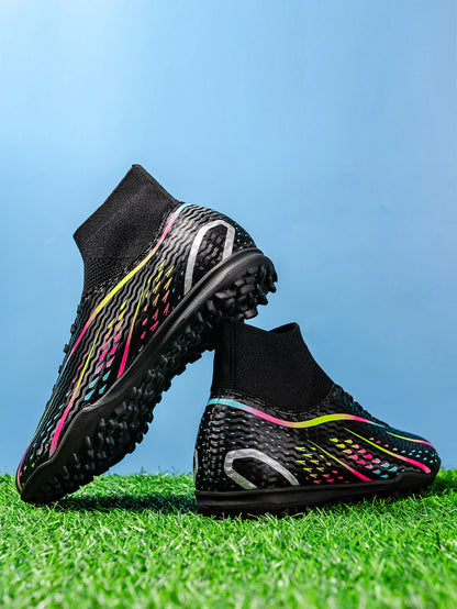 Chaussures de football TF professionnelles pour hommes, femmes et enfants, en PU + tissu respirant, semelle en caoutchouc résistante à l'usure