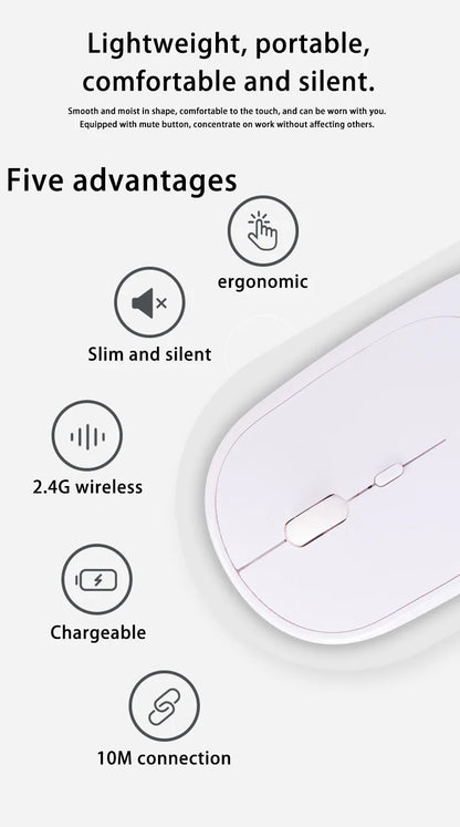 Lenovo draadloze muis USB-oplaadbaar ergonomisch met instelbare DPI voor kantoor, stil, 2.4G Bluetooth optische elektrische muis voor gaming en kantoor