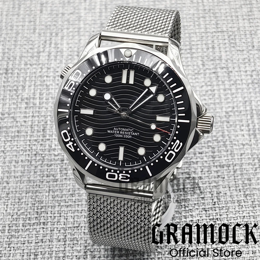 Gramock New 007 NTTD Wristwatch 41mm Men Mechanical Watch Automatic Watch Domed Sapphire Glass Luminous Diving Steel NH35/PT5000