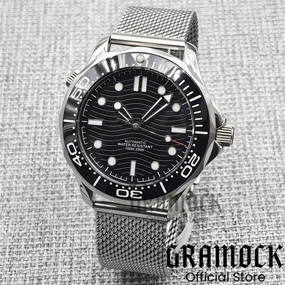 Gramock New 007 NTTD Wristwatch 41mm Men Mechanical Watch Automatic Watch Domed Sapphire Glass Luminous Diving Steel NH35/PT5000