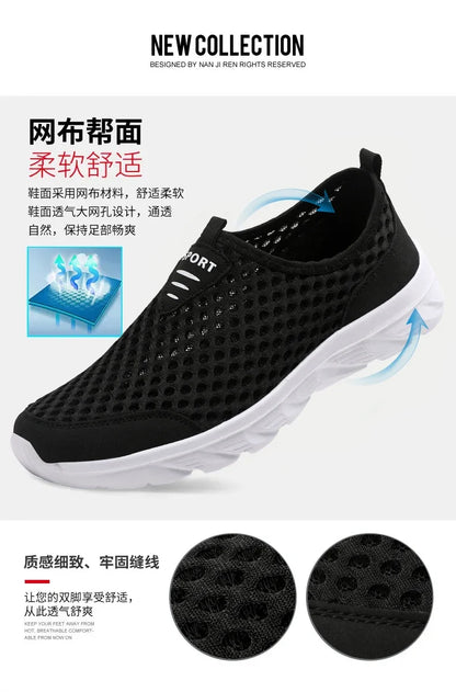 YRZL Lightweight Men's Casual Shoes, Breathable Slip-On Male Casual Sneakers, Anti-Slip Men's Flats, Outdoor Walking Shoes Size 39-46