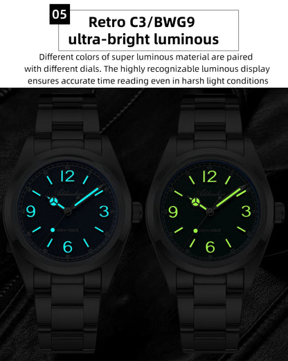 ADDIESDIVE 36mm Hot Sale Men's Watch AD2518 Bubble Mirror Glass 316L Stainless Steel Reloj Hombre 100m Waterproof Quartz Watches