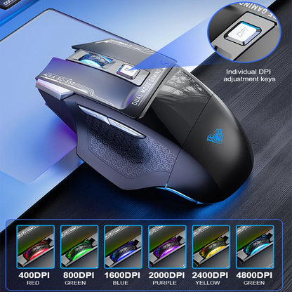 Mysz gamingowa AULA SC550 2.4G, bezprzewodowa mysz z makrami, podświetleniem RGB i ergonomiczną konstrukcją, mysz e-sportowa, akcesoria do PC