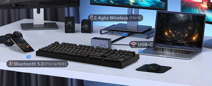 EPOMAKER Galaxy100 QMK/VIA 1800 ANSI Layout Aluminum Gasket Wired/BT5.0/2.4Ghz Mechanical Gaming Keyboard with 8000mAh Battery