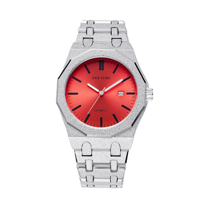 PINTIME 3185 Unisex Quartz Watch  Purple Dial, Glitter Textured Case, Date Display & 3 Bar Water Resistant