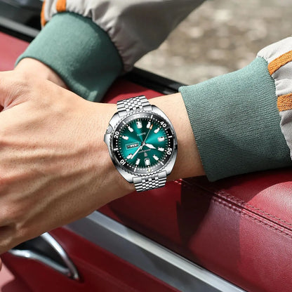 Orologio da uomo POEDAGAR di lusso, stile business, con data e giorno della settimana, impermeabile e luminescente, in acciaio inossidabile e con movimento al quarzo.