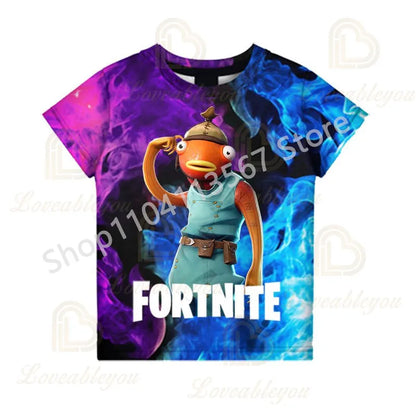 F-Fortnited T-Shirt für Jugendliche – Battle-Game-Shirt für Erwachsene, kurzärmeliges Sommer-T-Shirt für Teenager, Jungen und Mädchen