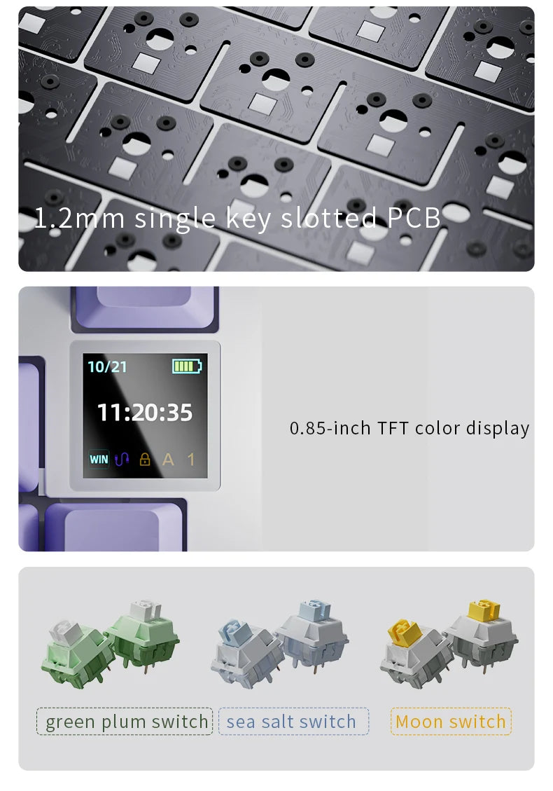 AJAZZ AK820 Pro kabelgebundene & kabellose mechanische Gaming-Tastatur, Tri-Mode, RGB-Hintergrundbeleuchtung, Hot-Swappable Switches, 70% kompaktes Layout, PC/Mac