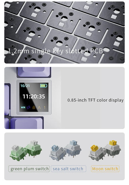 AJAZZ AK820 Pro kabelgebundene & kabellose mechanische Gaming-Tastatur, Tri-Mode, RGB-Hintergrundbeleuchtung, Hot-Swappable Switches, 70% kompaktes Layout, PC/Mac