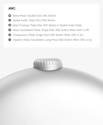 Picun F8MAX ANC Wireless Headphone 59dB Hybrid Active Noise Canceling Spatial Audio Earphone Bluetooth 6.0 Over Ear Headset 180H
