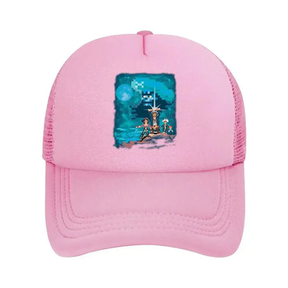 Pixel Adventure Retro, 8 - Bit - Style Character Graphic Art Design Mesh Baseball Cap