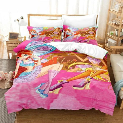 Anime W-Winx Clubs Duvet Cover Pillowcase Bedding Set Adult Boys Girls Bedroom Decoration Children Gift Single Double Large Size