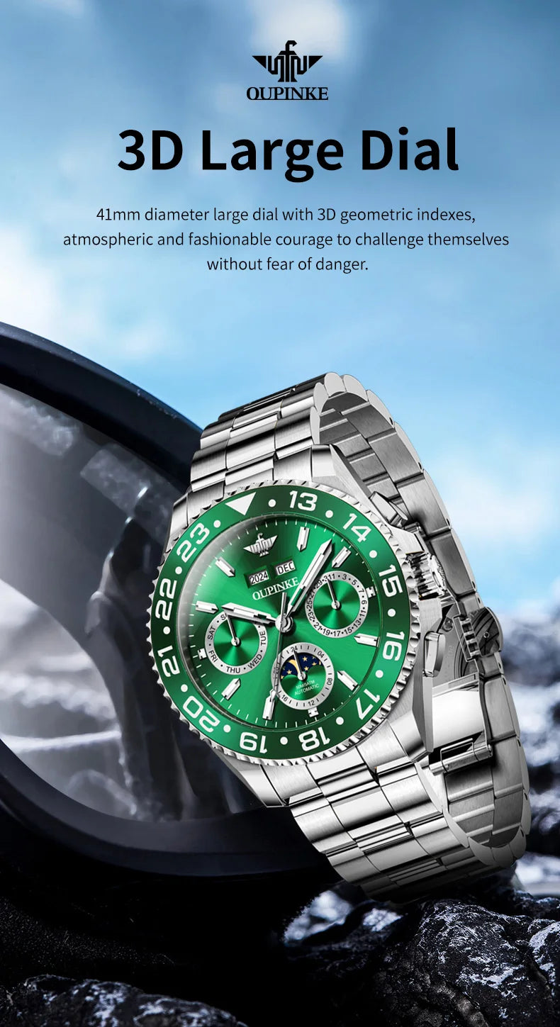 OUPINKE Fashion Mens Watches Top Brand Luxury Business Sport Watch Multifunction Automatic Mechanical Men Clock Waterproof Reloj