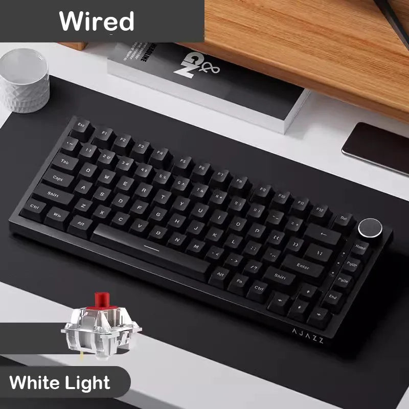 AJAZZ AK820 Pro kabelgebundene & kabellose mechanische Gaming-Tastatur, Tri-Mode, RGB-Hintergrundbeleuchtung, Hot-Swappable Switches, 70% kompaktes Layout, PC/Mac