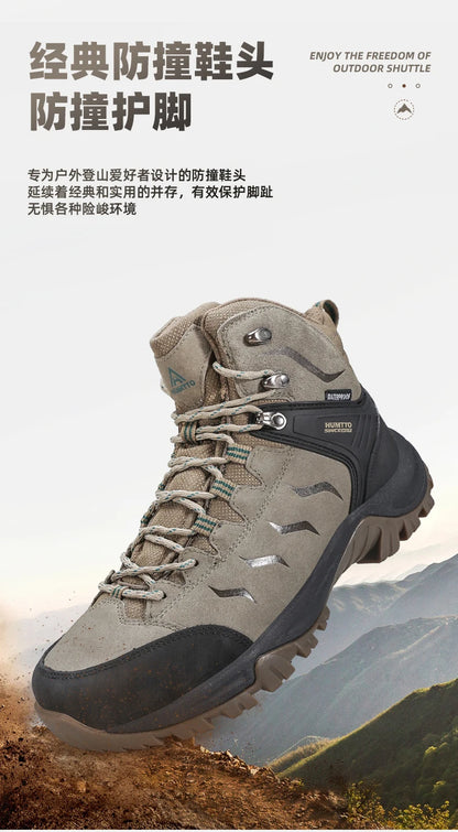 HUMTTO Sapatilhas de Caminhada Impermeáveis para Homem, Botas de Caça Táticas de Deserto, Botas de Trekking pelo Tornozelo para Homem e Mulher, Quentes em Couro