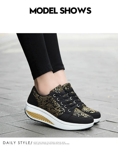 Damen-Leder-Sneaker, lässig, modisch und bequem – Plateau-Walking-Schuhe, Keilabsatz-Mokassins, atmungsaktive Loafer, Damenschuhe