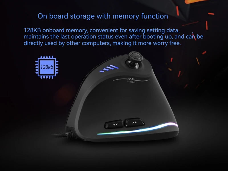 ZELOTES C-18 vertikali pelė, 11 mygtukų optinė pelė, RGB, programuojami vairasvirtės tipo valdikliai, lazerinė žaidimų pelė PC kompiuterių žaidėjams