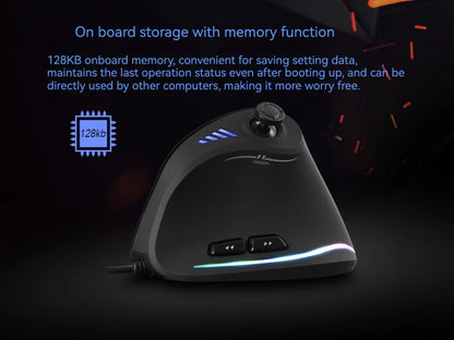 ZELOTES C-18 vertikali pelė, 11 mygtukų optinė pelė, RGB, programuojami vairasvirtės tipo valdikliai, lazerinė žaidimų pelė PC kompiuterių žaidėjams