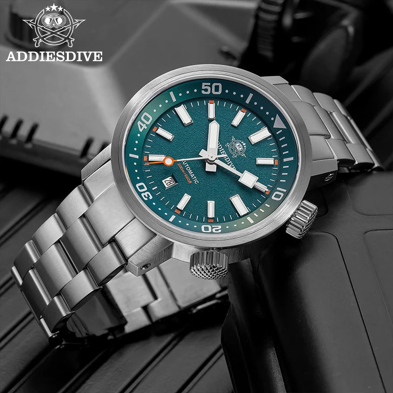 ADDIESDIVE New AD2541 Men Watch 200m Waterproof Sapphire Crystal BGW9 Luminous 316L Stainless Steel Automatic Mechanical Watch