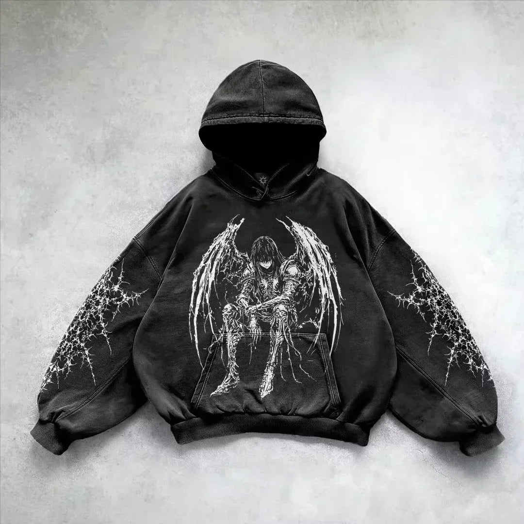 American Y2K New Hip Hop Trend Retro Hoodie Women Street Casual Loose Joker Vintage Sweatshirt Unisex Fleece Padded Warm Hoodie