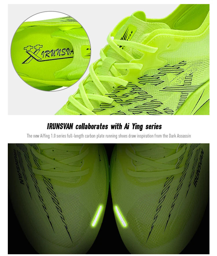 IRUNSVAN Chaussures de sport à semelle en carbone Chaussures de course à pied professionnelles pour marathon Chaussures de jogging respirantes et amortissantes unisexe 095