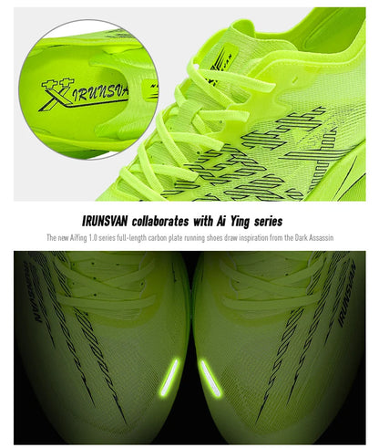 IRUNSVAN Chaussures de sport à semelle en carbone Chaussures de course à pied professionnelles pour marathon Chaussures de jogging respirantes et amortissantes unisexe 095