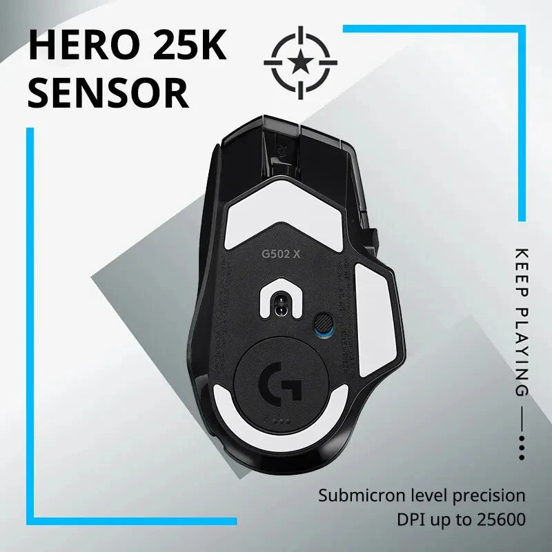 Logitech G502 X Lightspeed brezžična gaming miška s hibridnimi optično-mehanskimi stikali LIGHTFORCE, gaming senzorjem HERO 25K, združljiva, nova